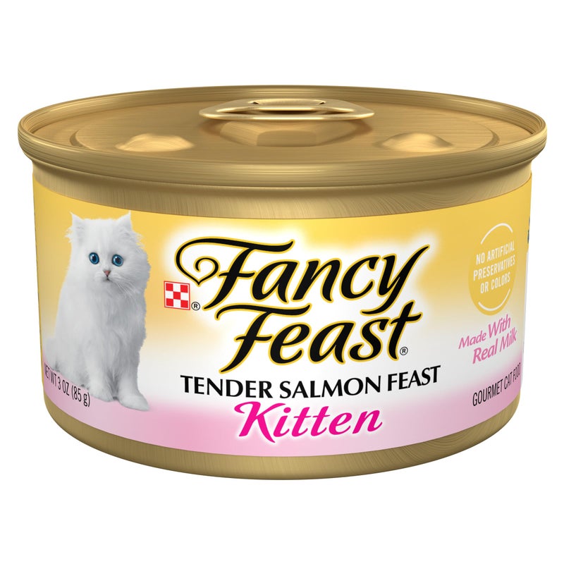 Fancy Feast Purina Fancy Feast Kitten Tender Salmon Feast Wet Kitten Food - (Pack of 24) 3 Oz. Cans - Image 1